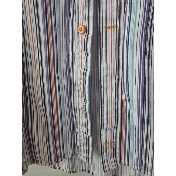 Men's Thomas Dean Multicolor Stripes Long Sleeve Button Up Dress Casual Shirt Si - Picture 2 of 7